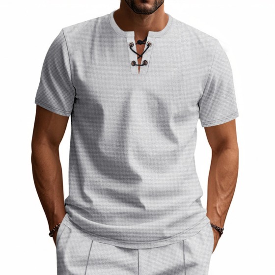 The Perfect Summer Statement Tee: Textured White Lace-Up | Sydney Stock