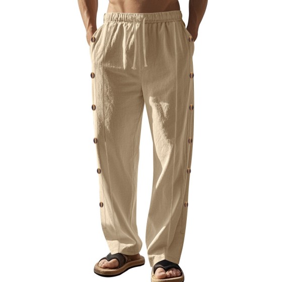 All-Day Comfort Textured Joggers – Breathable Khaki Straight-Leg Lounge Pants